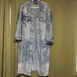 Thrill long distressed Jean jacket 3X
